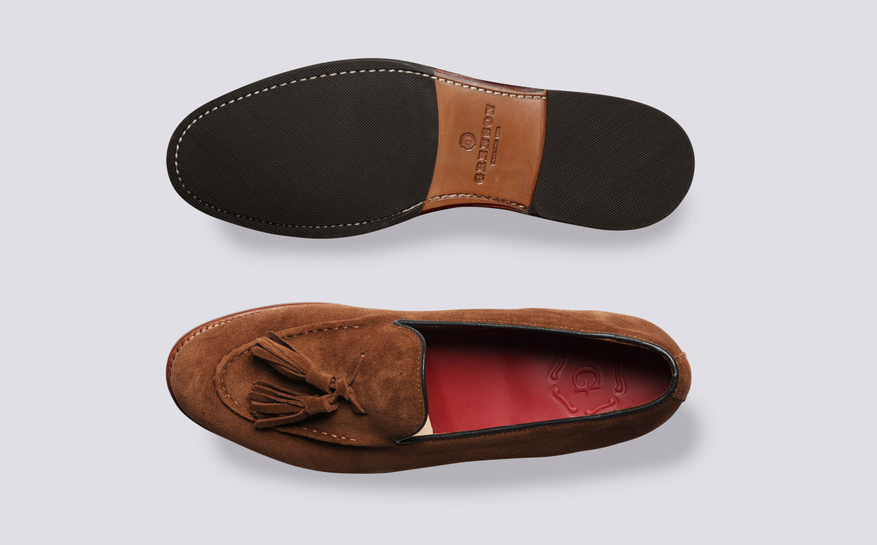 Mens tan outlet suede tassel loafers