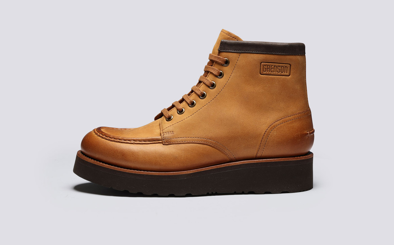 Asa Mens Derby Boots in Tan Nubuck Grenson