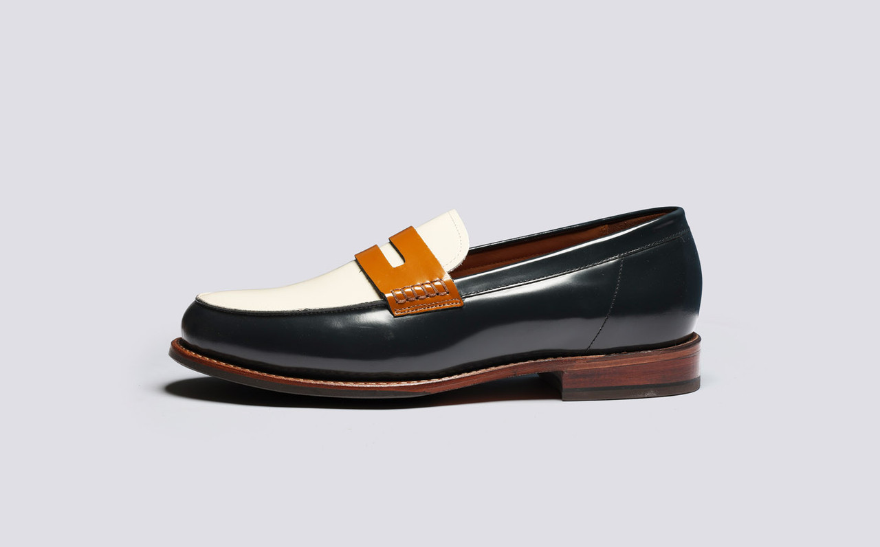 Two tone top penny loafers mens