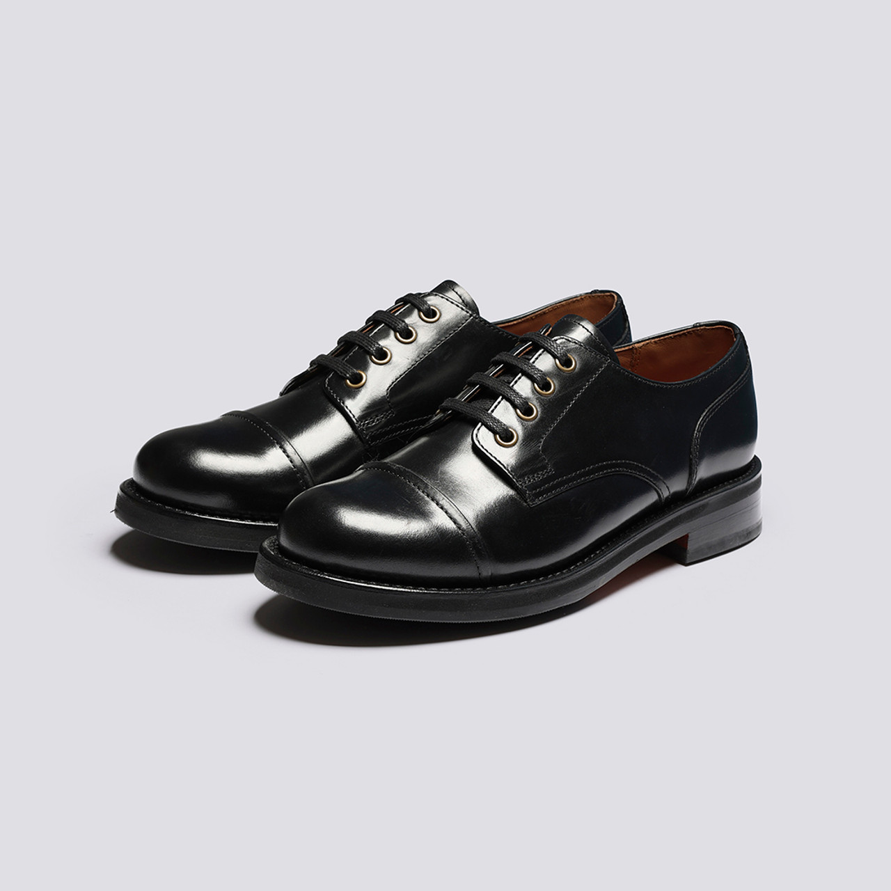 Lara | Womens Derby Shoes in Black Leather | Grenson