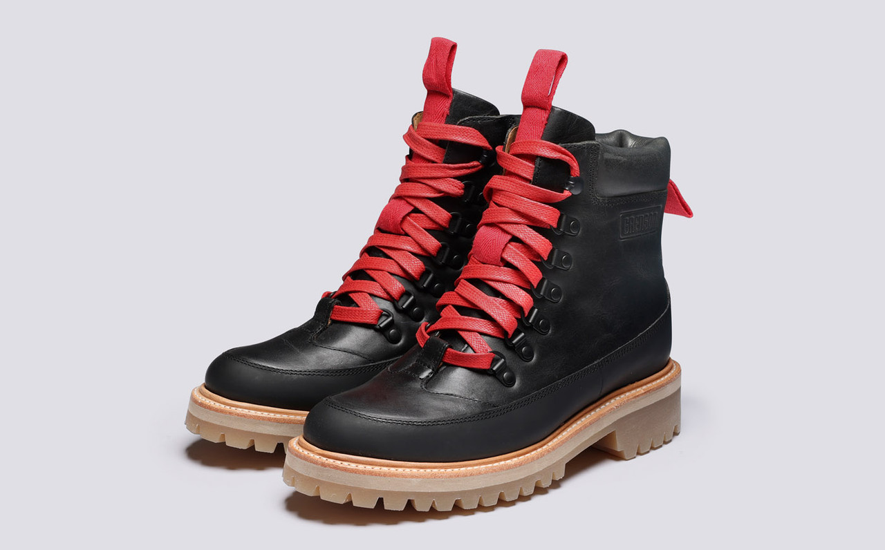 Black lace up hiker boots outlet