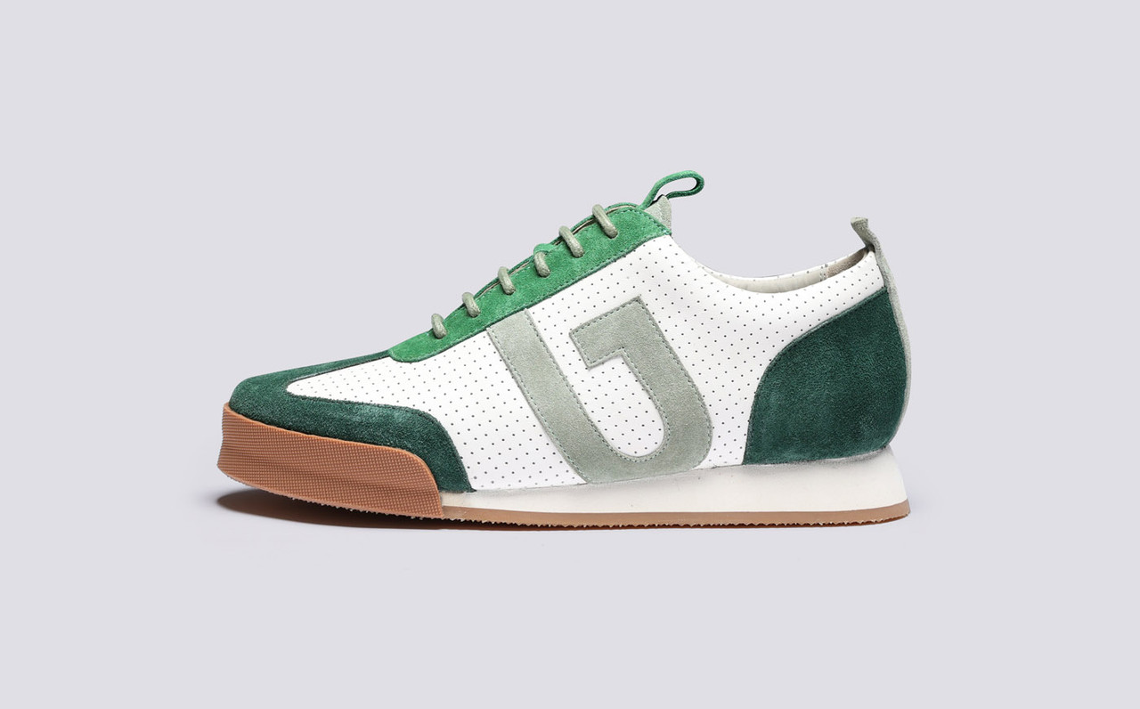 Green and top white trainers