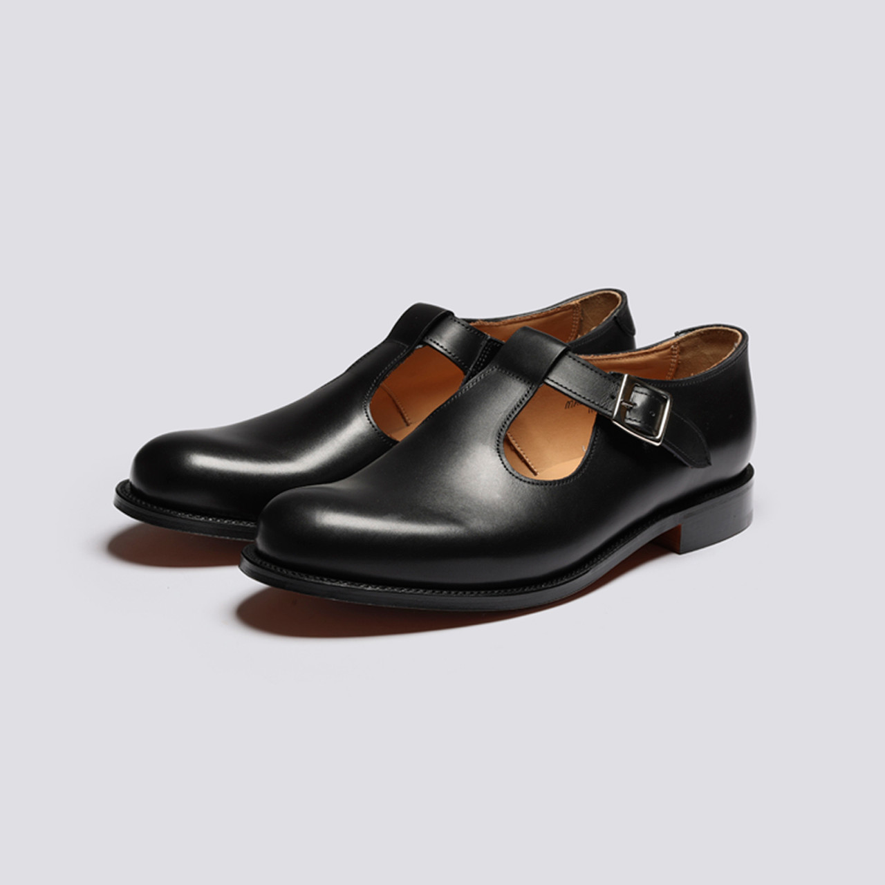 Marylebone Mens T Bar Sandals in Black Grenson