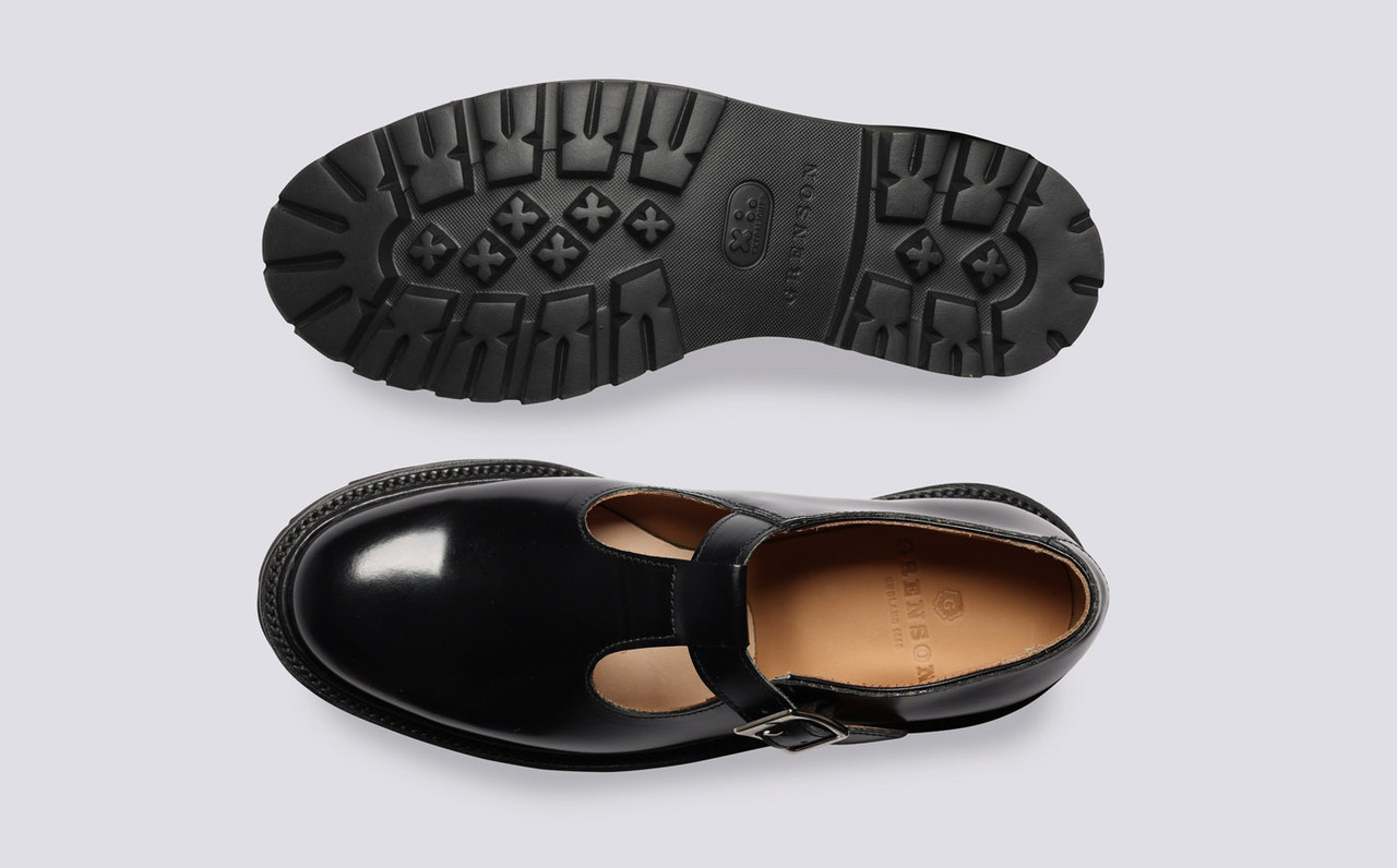 Marylebone Womens Mary Jane Sandals in Black Grenson