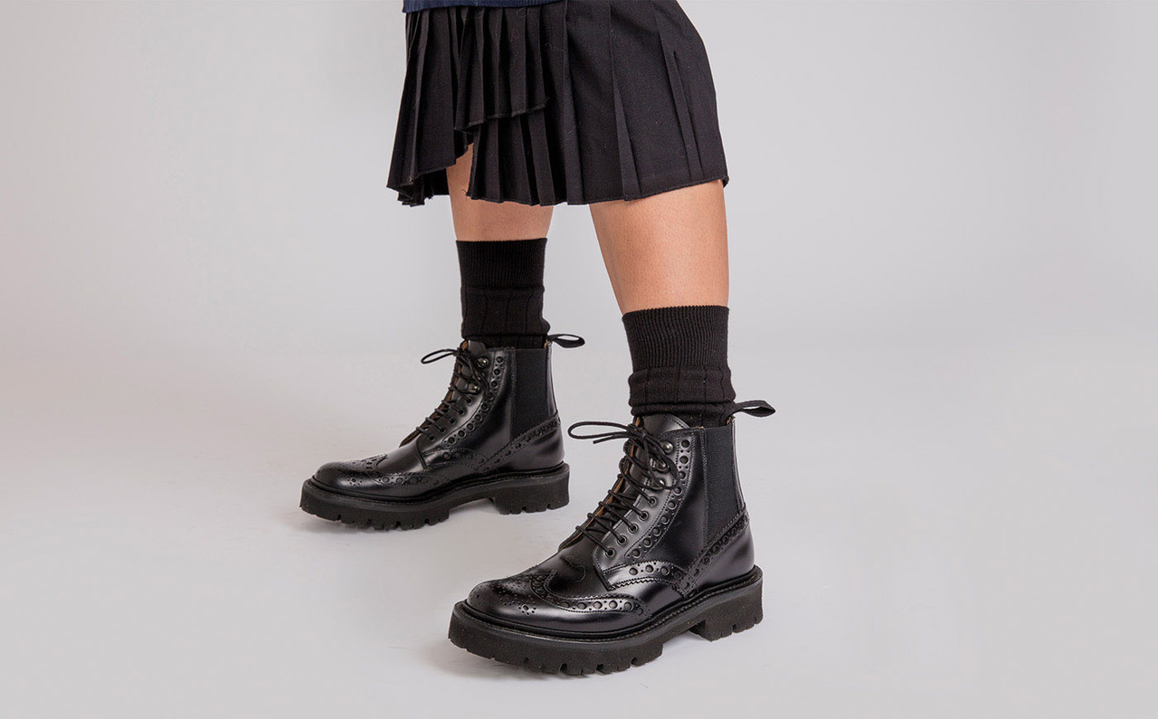 Womens black brogue ankle boots on sale