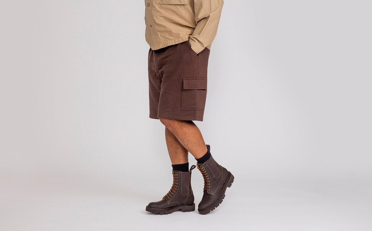 Buckley Mens Boots in Brown Rubberised Leather Grenson