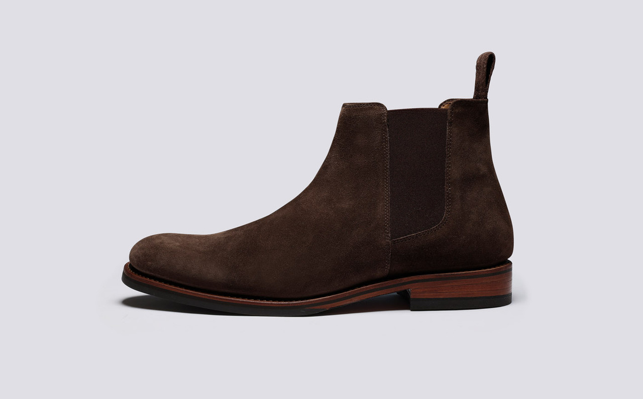Declan | Mens Chelsea Boots in Dark Brown Suede | Grenson