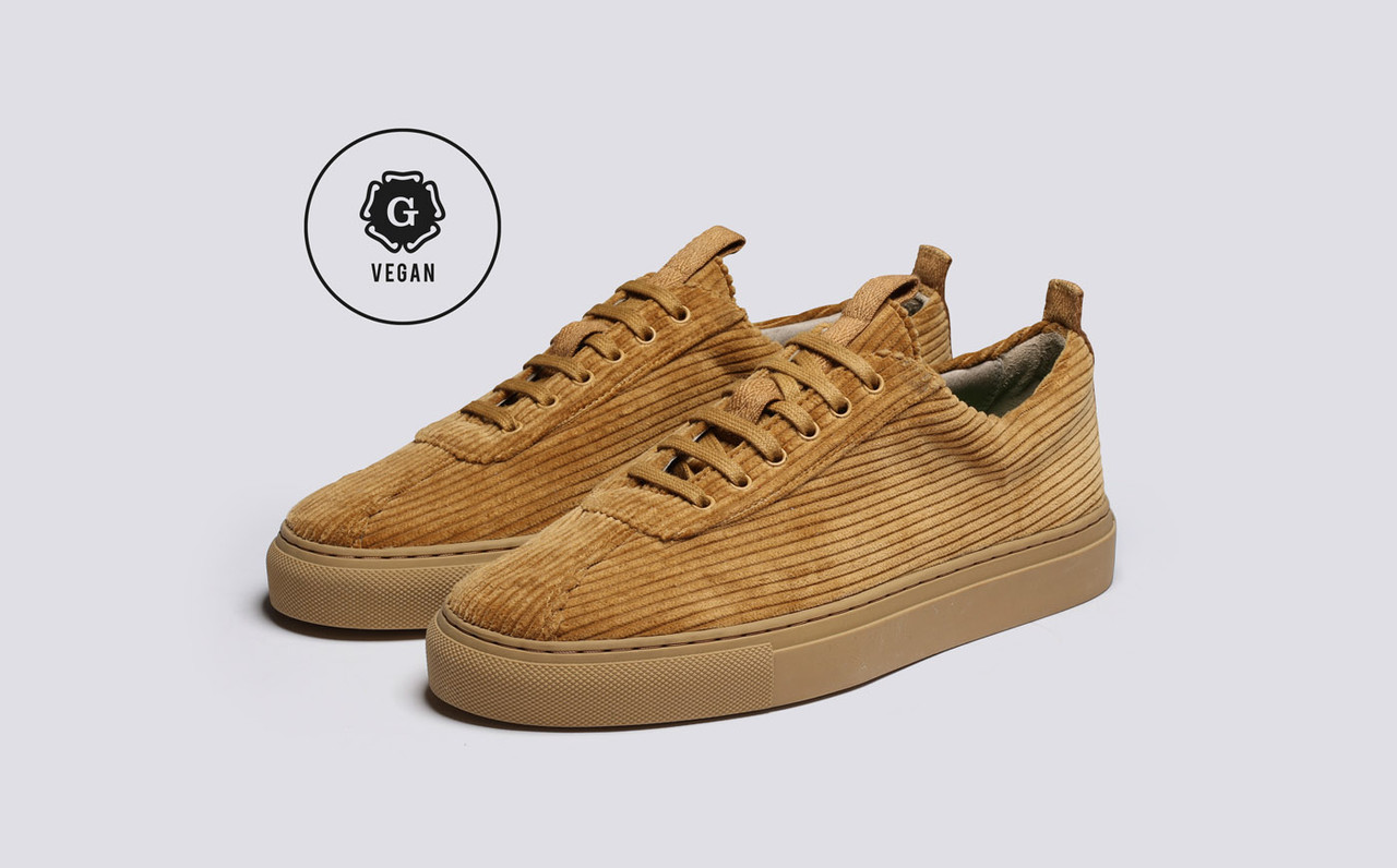 Sneaker 1 Womens Vegan Sneakers in Tan Corduroy Grenson