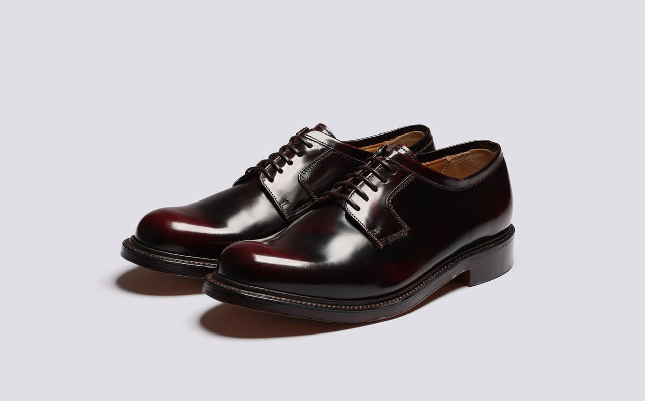 Camden Mens Wholecut Derby in Burgundy Leather Grenson