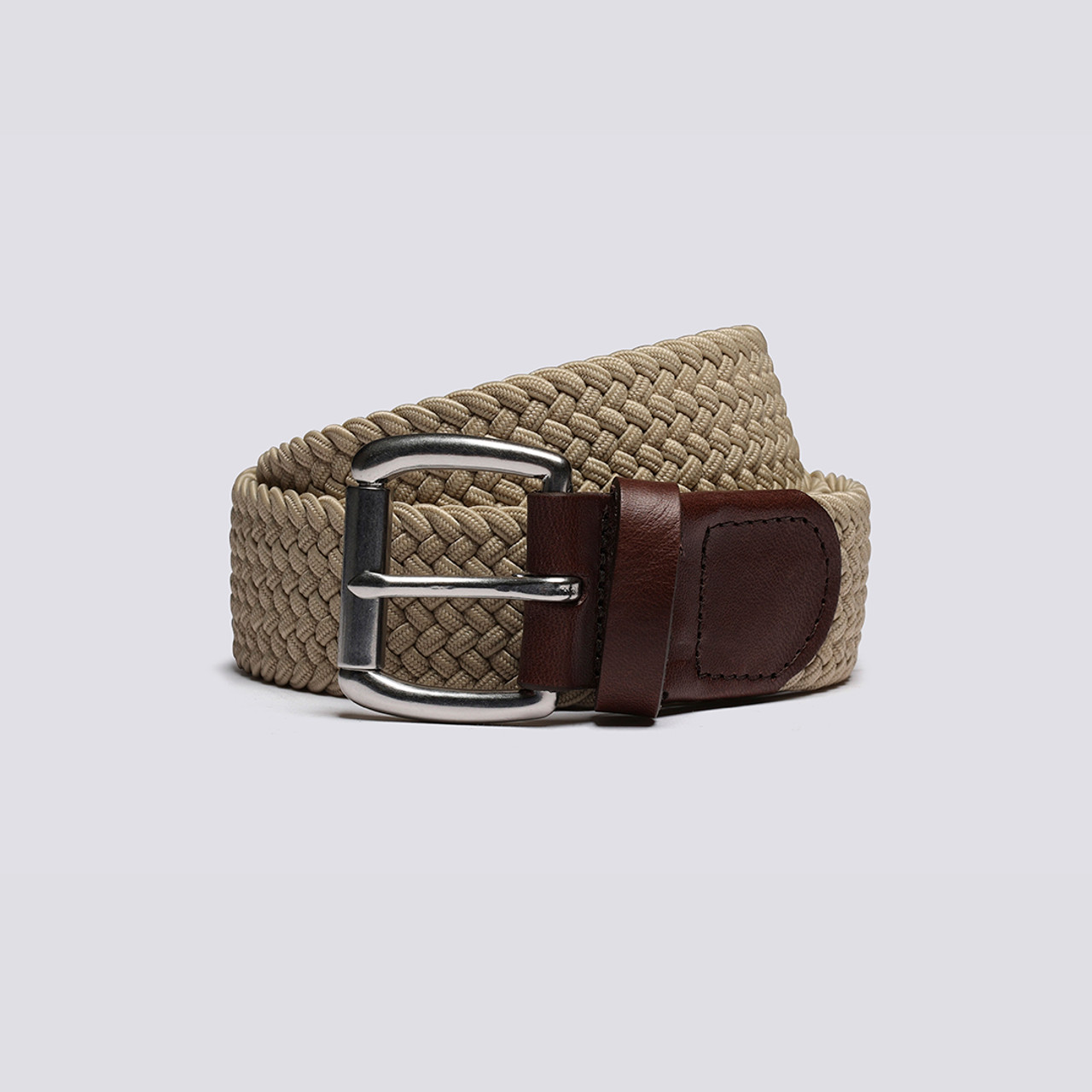 Woven Elastic Belt Unisex Belt in Beige Grenson