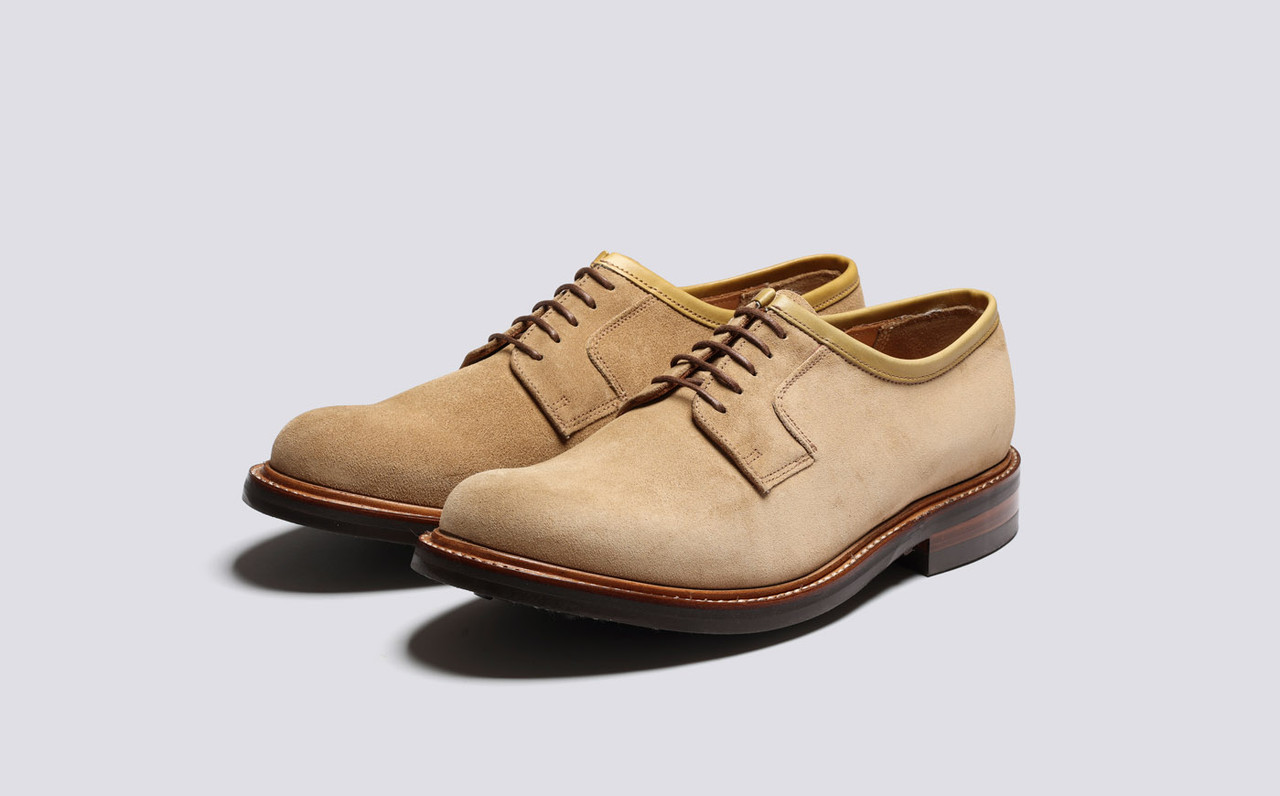 Camden Mens Wholecut Derby in Mushroom Suede Grenson