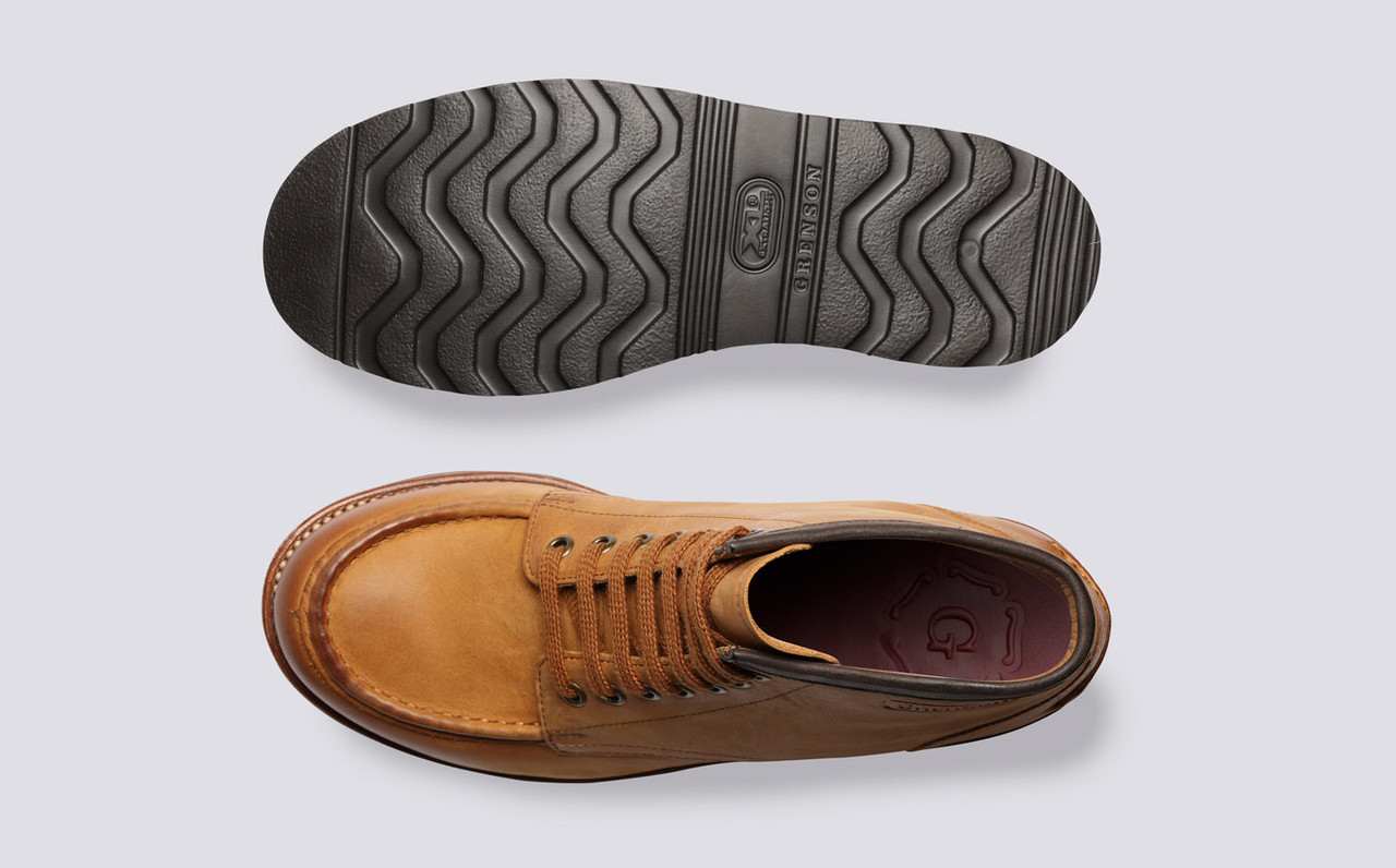 Anya Womens Derby Boots in Tan Nubuck Grenson