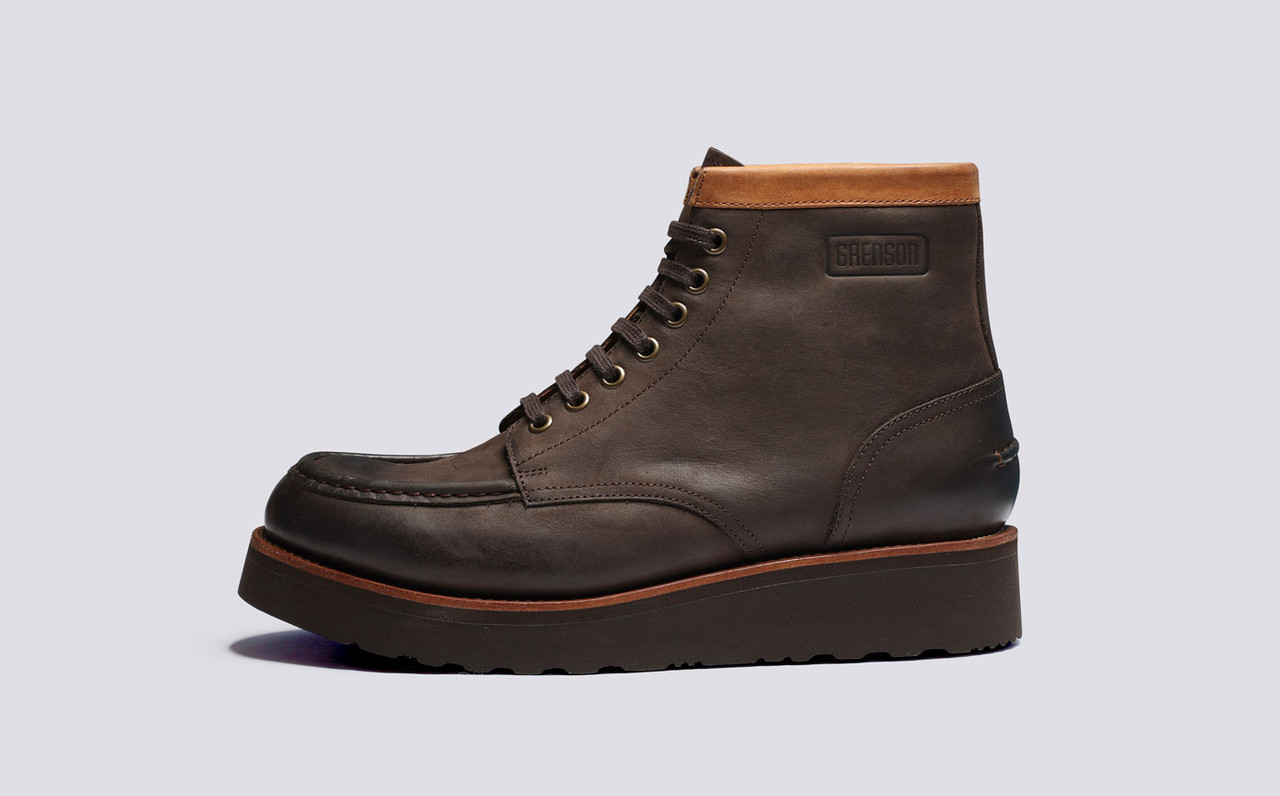 Asa Mens Derby Boots in Brown Nubuck Grenson