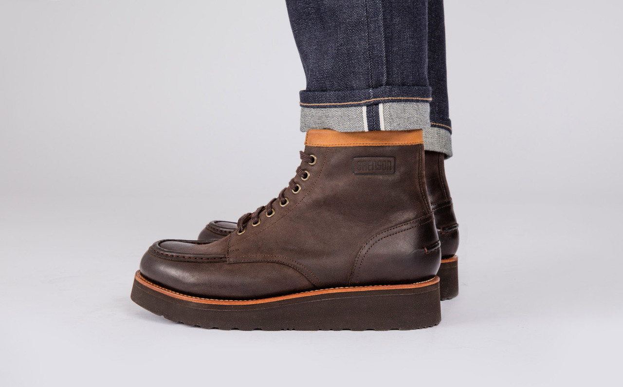 Asa Mens Derby Boots in Brown Nubuck Grenson