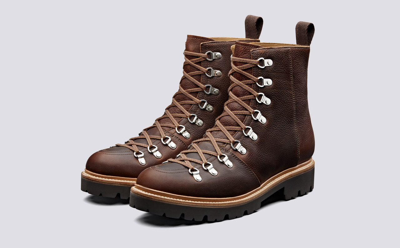 Brady | Mens Hiker Boots in Brown Pull 