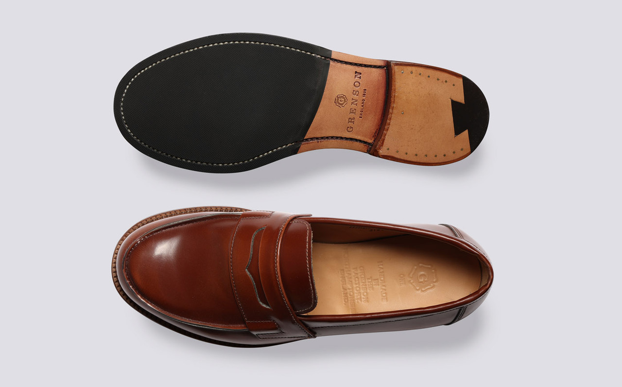Epsom Womens Loafers in Mid Brown Leather Grenson