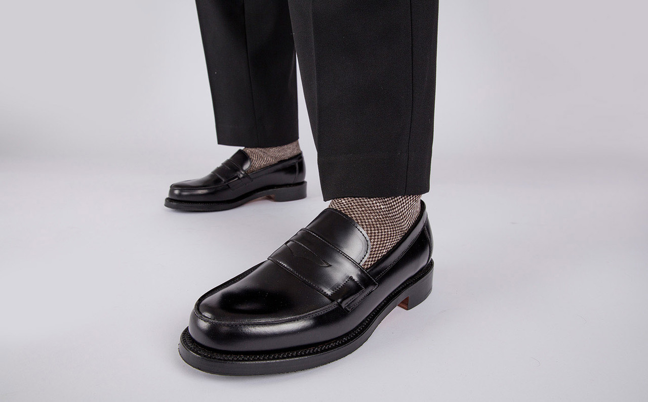 Epsom Mens Black Loafers in Bookbinder Leather Grenson
