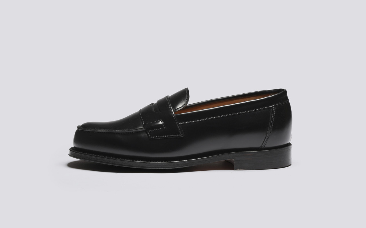 Black leather penny loafers womens sale