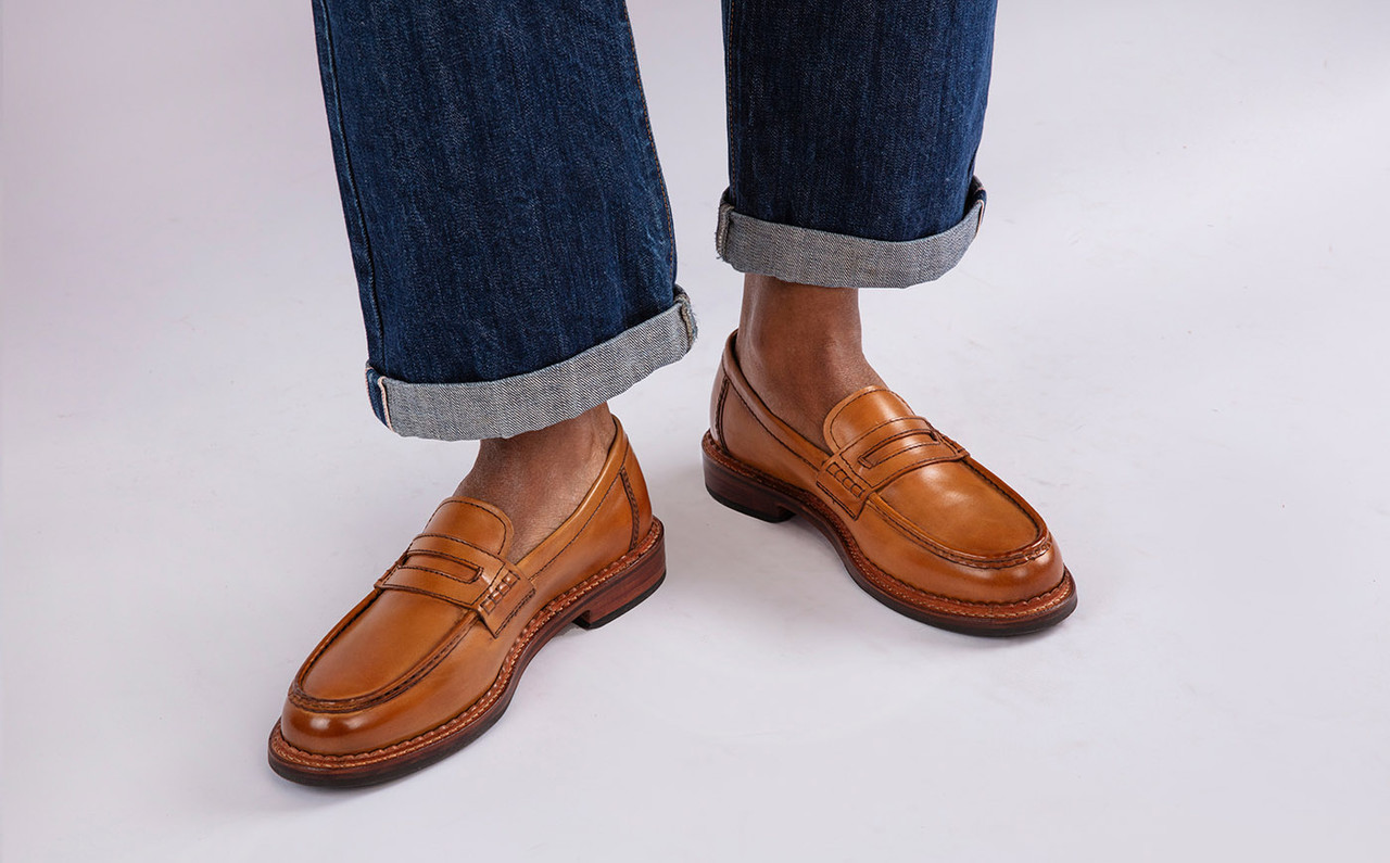 Mens loafers tan leather best sale