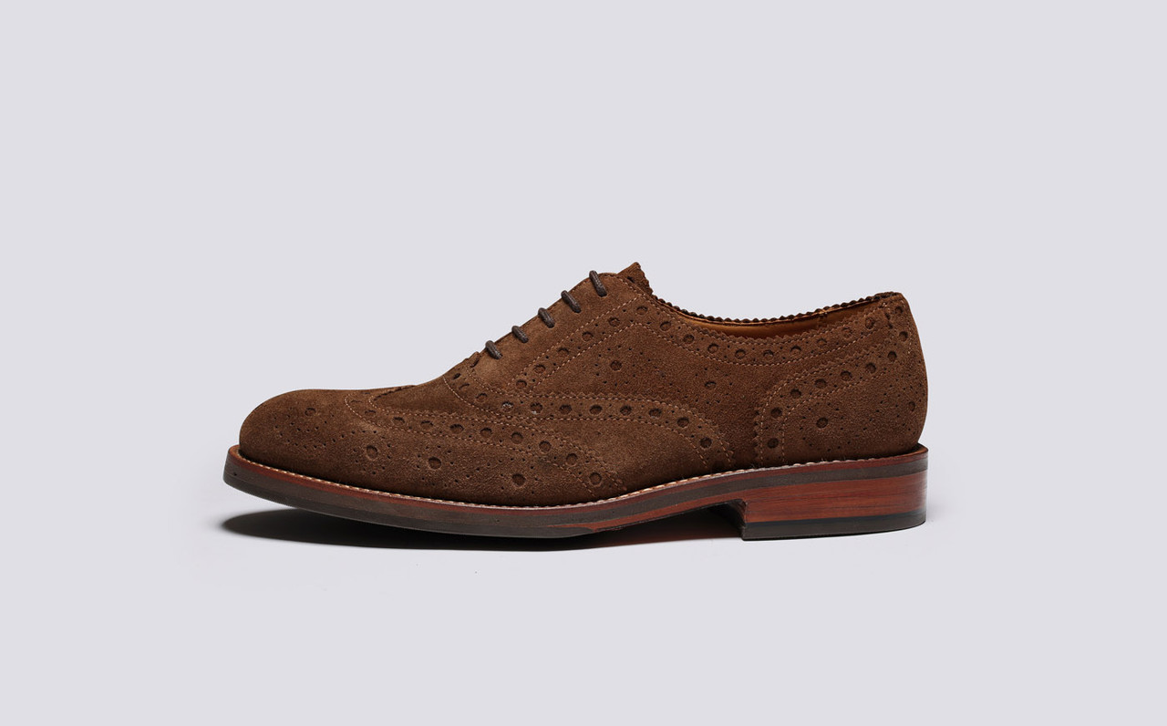 Anderson Mens Brogues in Brown Toffee Suede Grenson