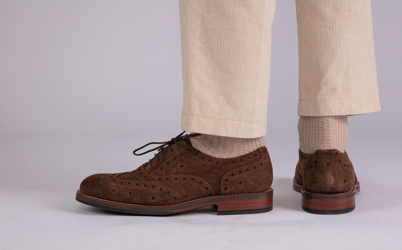 Anderson Mens Brogues in Brown Toffee Suede Grenson