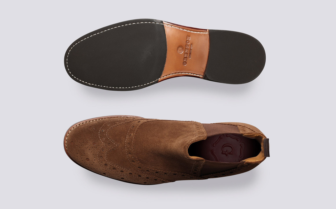 Ralph Mens Chelsea Boots in Brown Toffee Suede Grenson