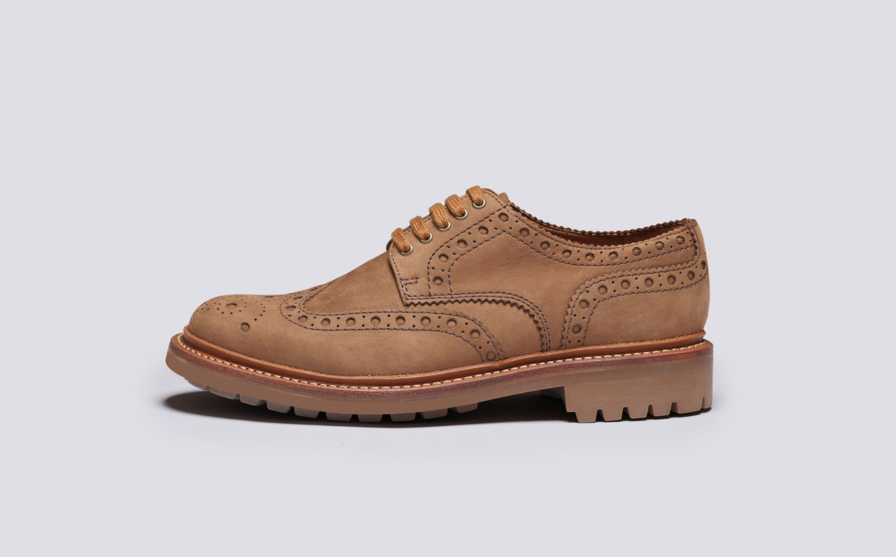 Archie Mens Brogues in Brown Nubuck Grenson