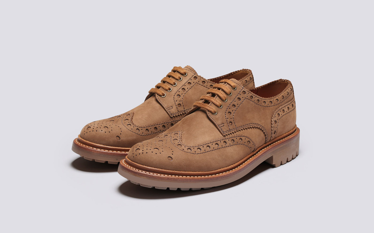 Archie Mens Brogues in Brown Nubuck Grenson