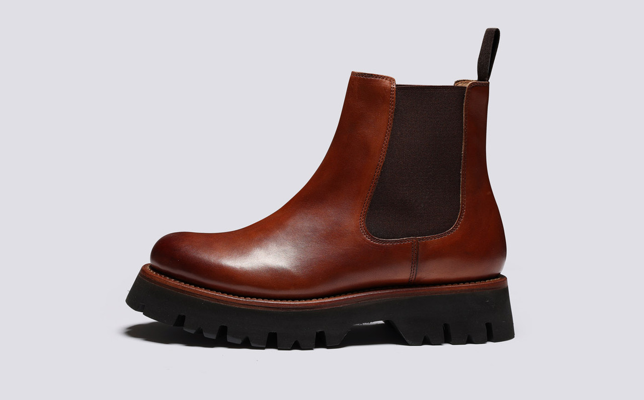 Harlow Womens Chelsea Boots in Tan Leather Grenson