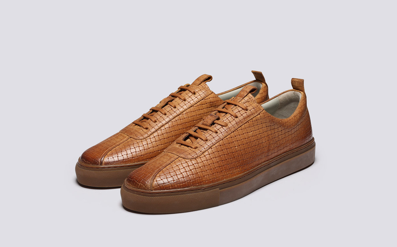 Sneaker 1 Mens Sneakers in Ginger Nubuck Basketweave Grenson