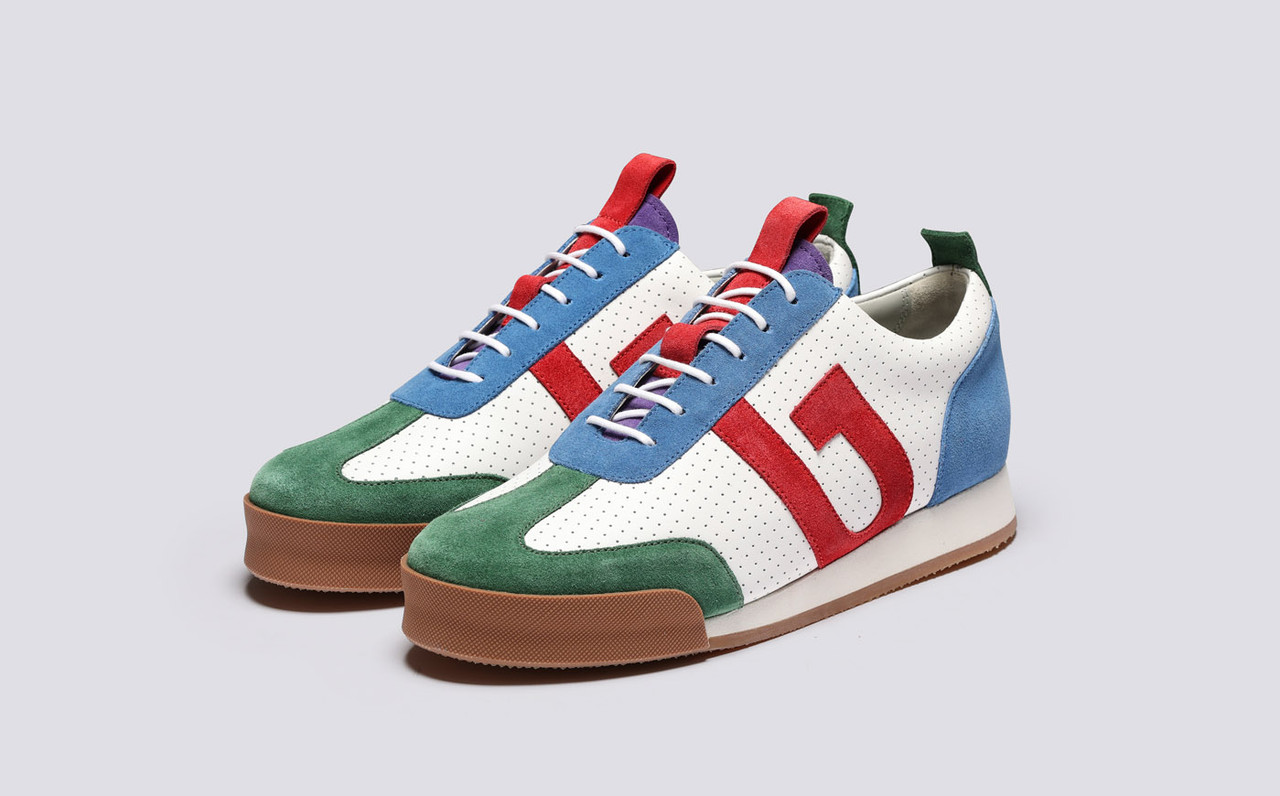 Sneaker 51 Womens Trainers in White with Multi Suede Grenson