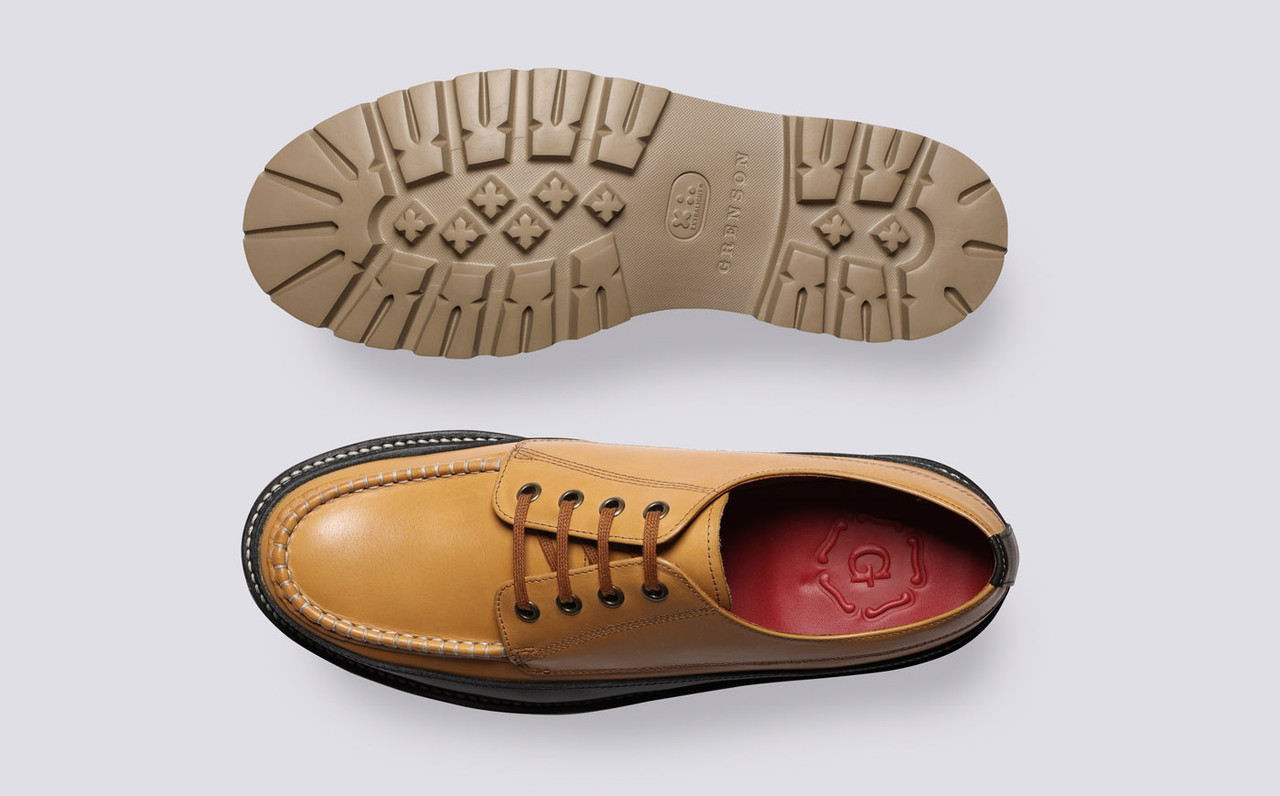 Miller Mens Derby Shoes in Tan Leather Grenson
