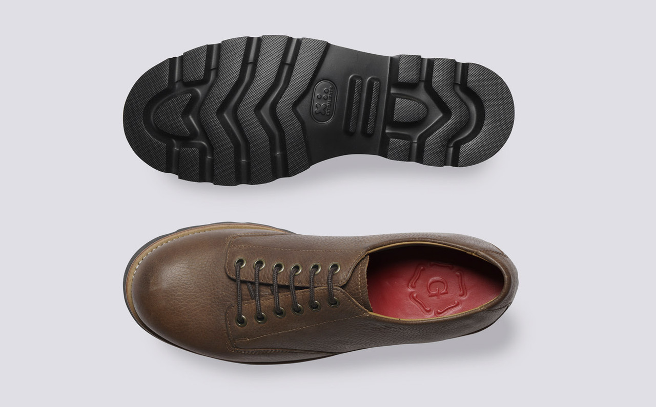 Callan Mens Derby Shoes in Pecan Grain Leather Grenson