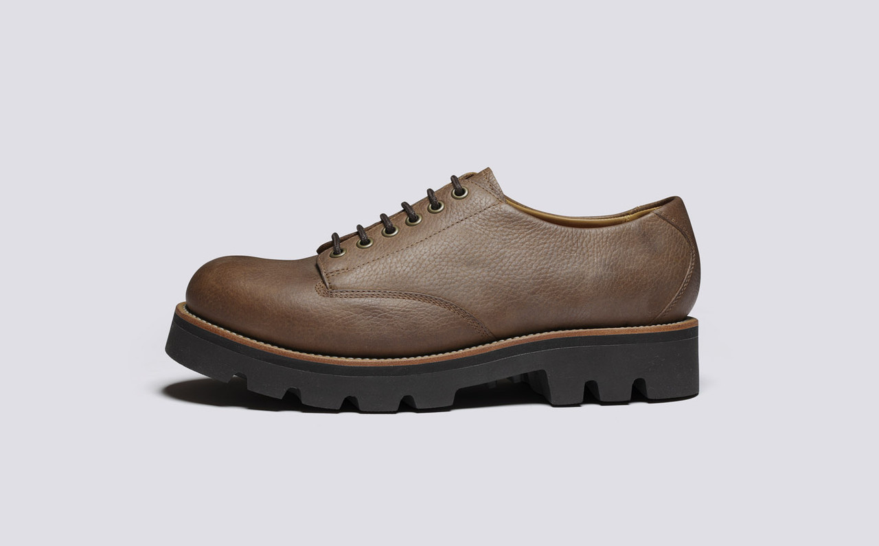 Callan Mens Derby Shoes in Pecan Grain Leather Grenson