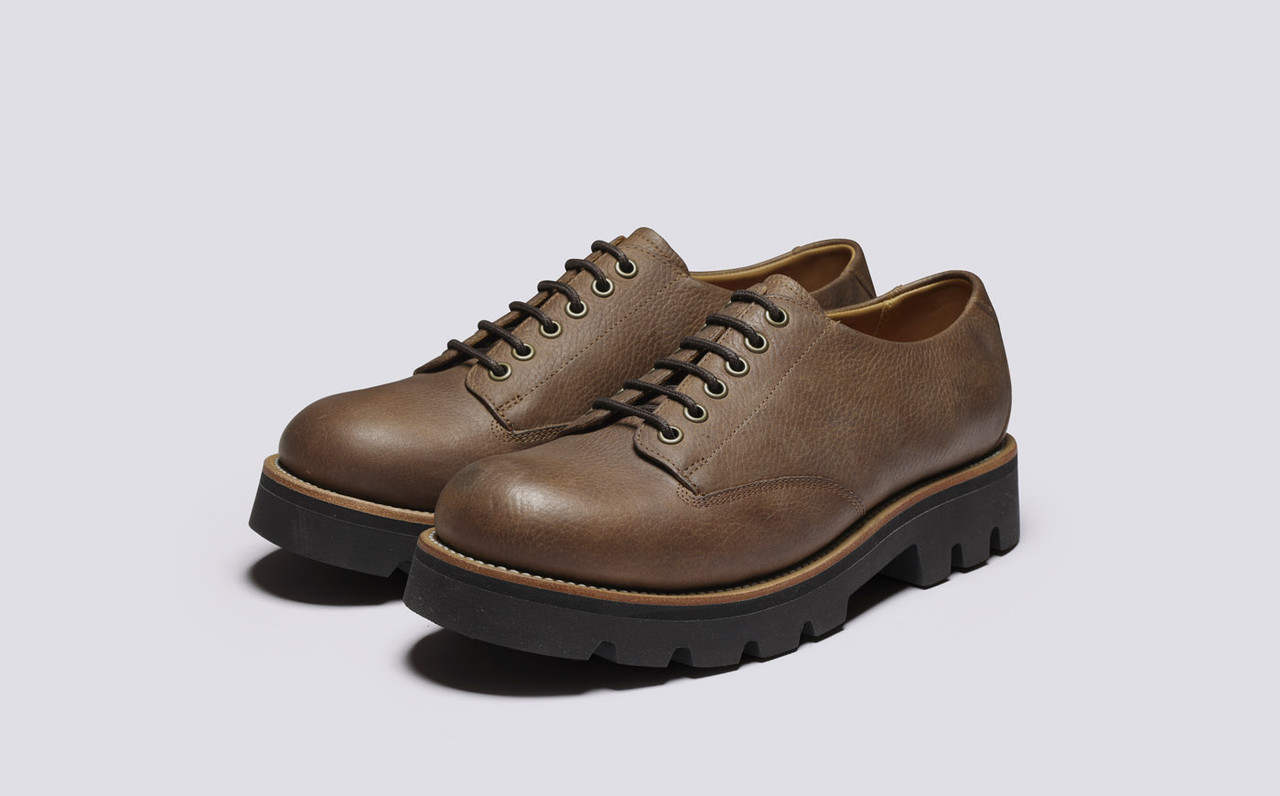 Callan Mens Derby Shoes in Pecan Grain Leather Grenson