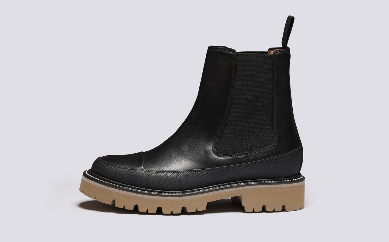 Carina Womens Chelsea Boots in Black Leather Grenson