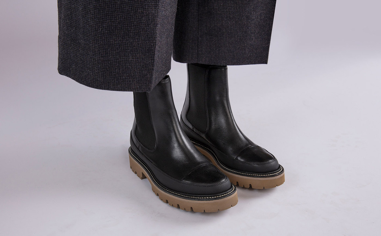 Carina | Womens Chelsea Boots in Black Leather | Grenson
