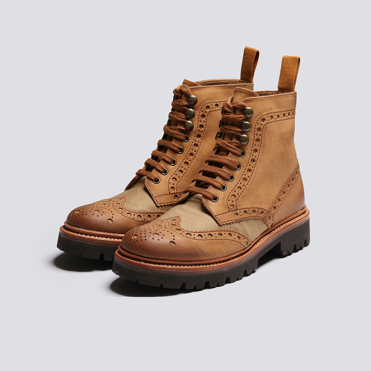 Fran Womens Brogue Boots in Ginger Nubuck Grenson