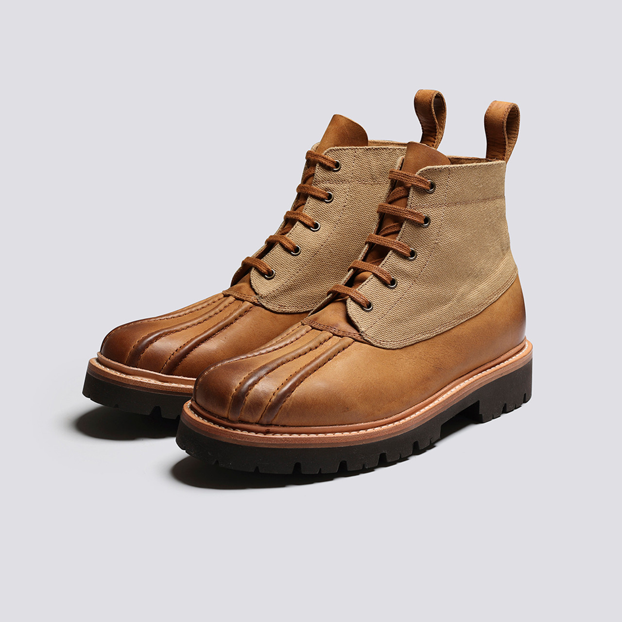 Spike Mens Boots in Ginger Canvas and Nubuck Grenson