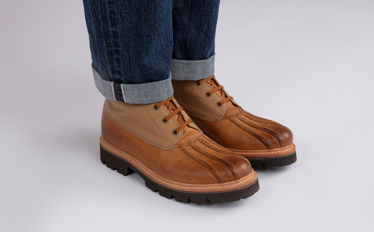 Spike Mens Boots in Ginger Canvas and Nubuck Grenson