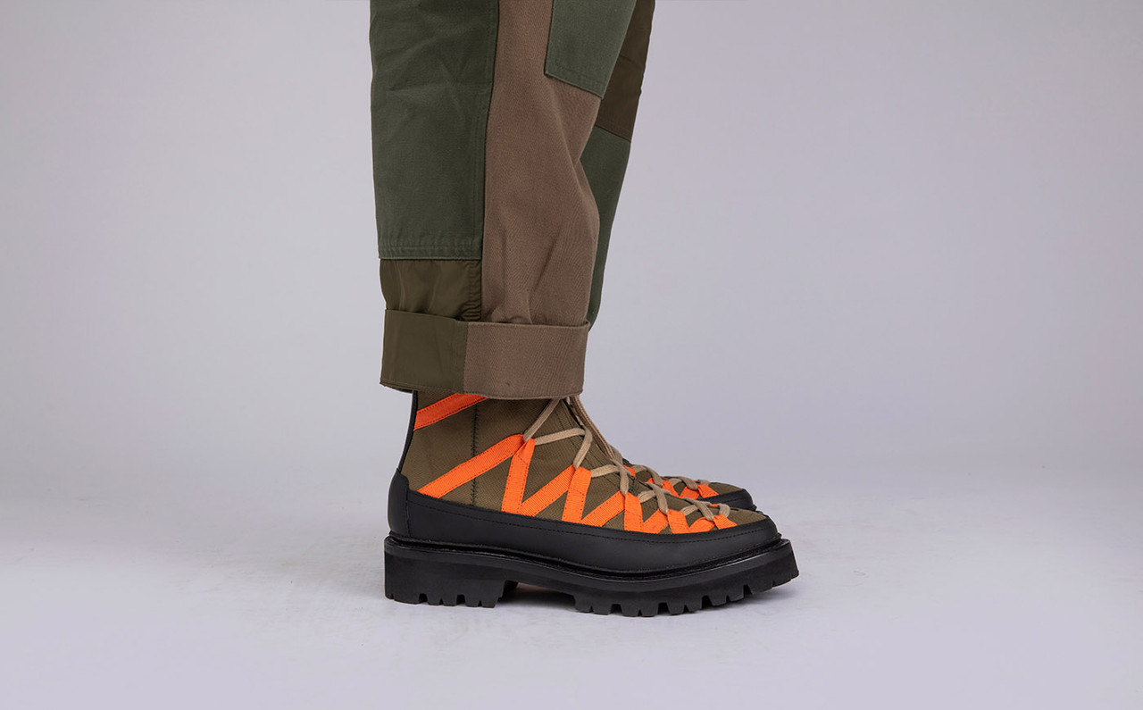 Jeanette Womens Hiker Boots in Khaki Canvas Grenson