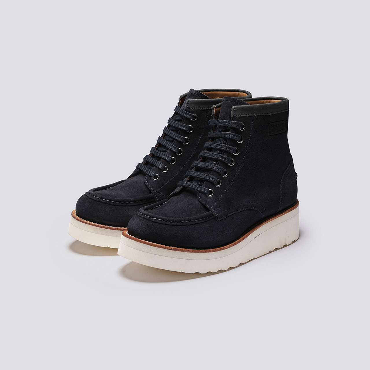 Anya Womens Derby Boots in Navy Suede Grenson