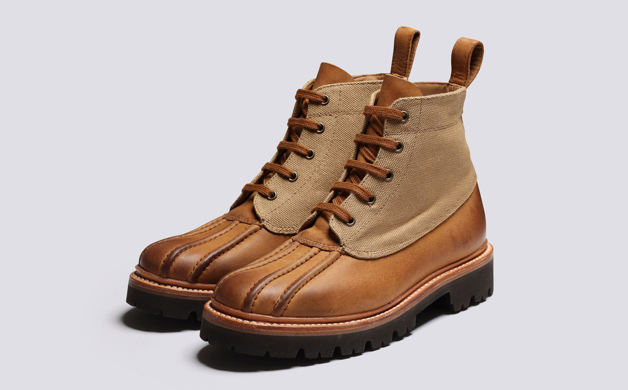 Canvas and top leather boots