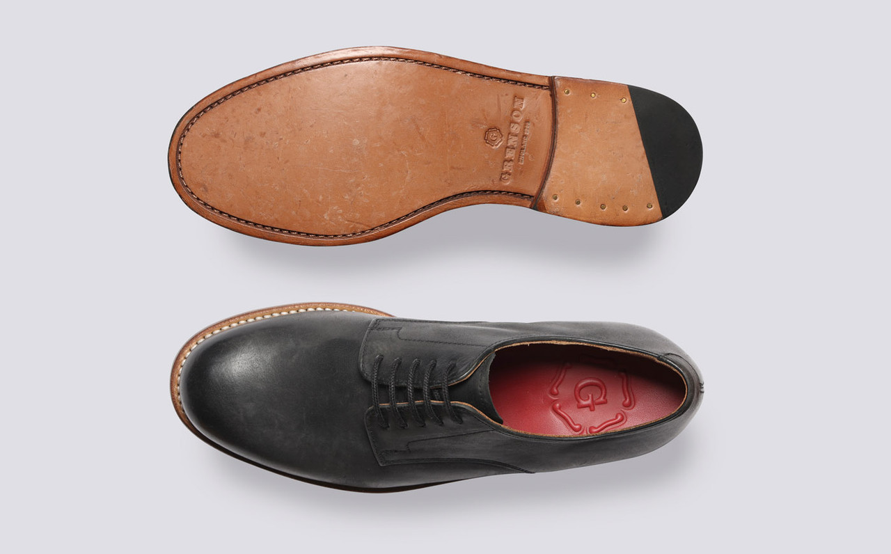 Evie Womens Derby Shoes in Black Nubuck Grenson