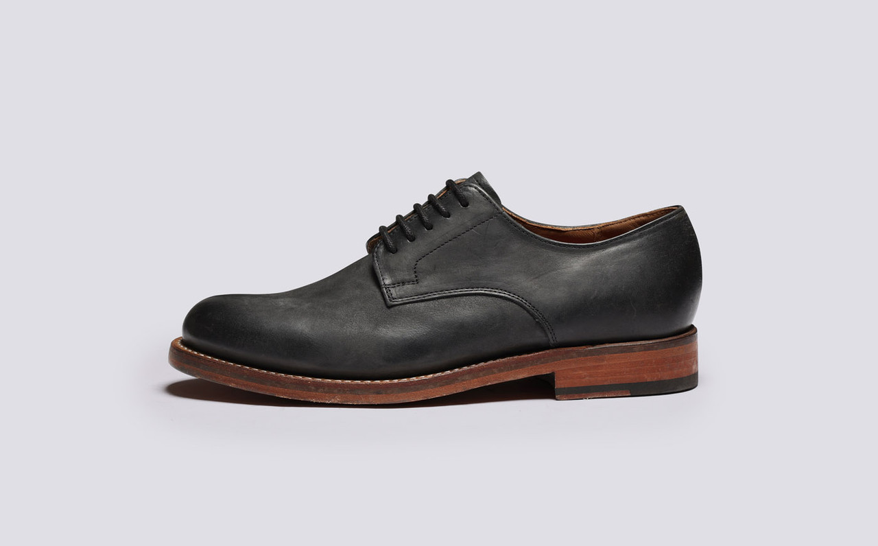 Evie Womens Derby Shoes in Black Nubuck Grenson