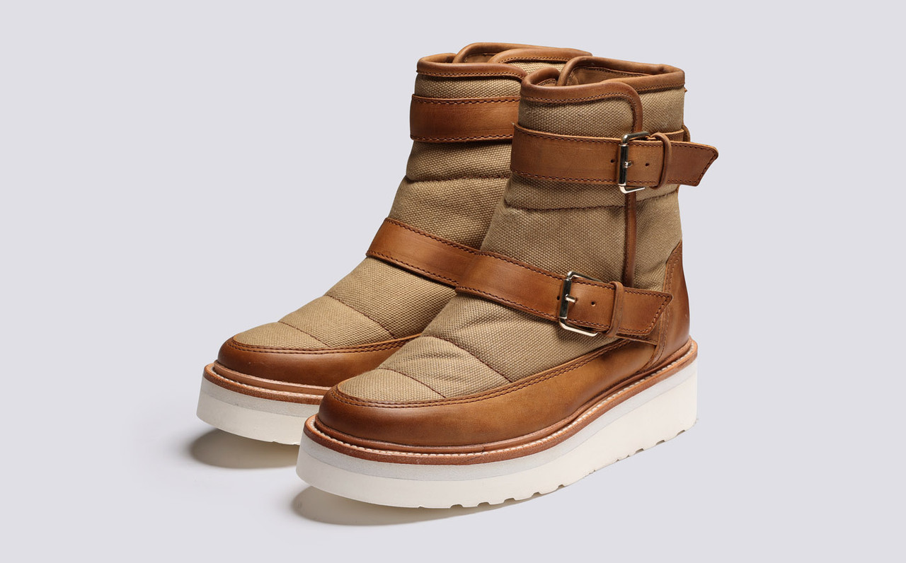 Skyler Womens Boots in Ginger Canvas and Nubuck Grenson