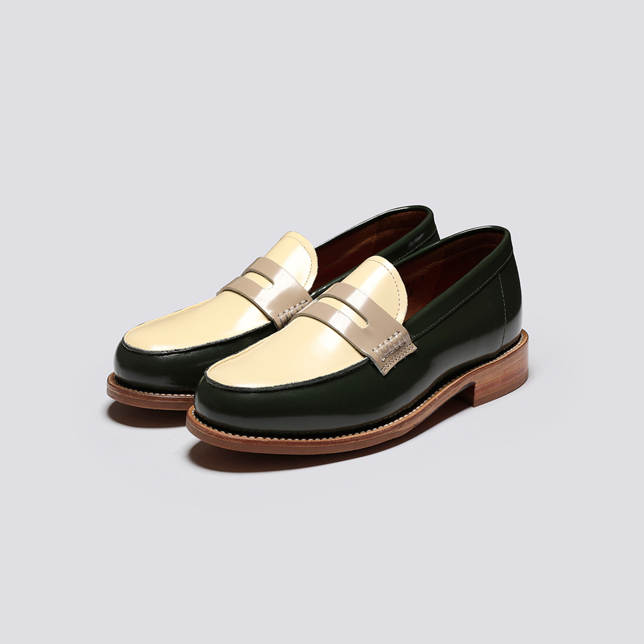 Two tone penny discount loafers