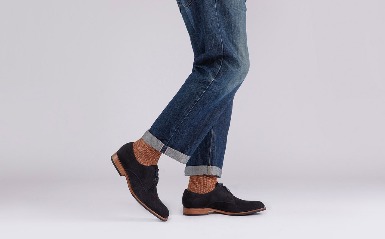 Gardner Mens Derby Shoes in Navy Suede Grenson