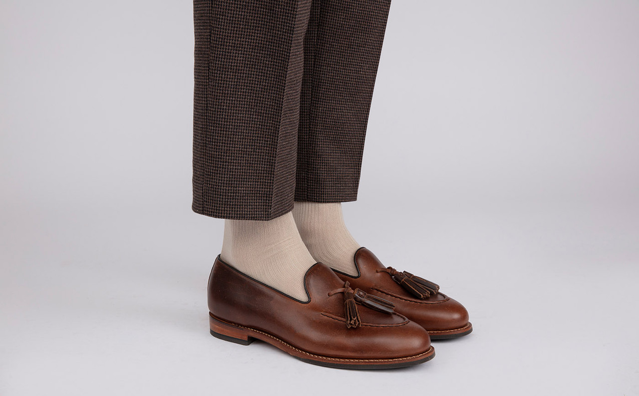Mens two cheap tone tassel loafers