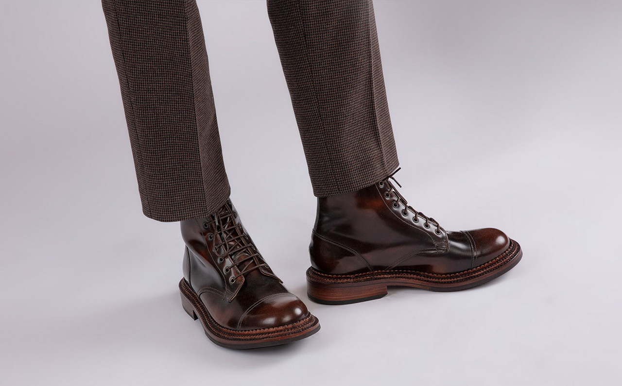 Desmond Mens Boots in Dark Brown with Triple Welt Grenson